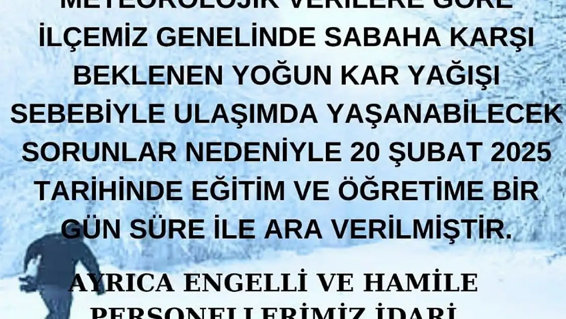 Elazığ'da 3 ilçede eğitime ara verildi