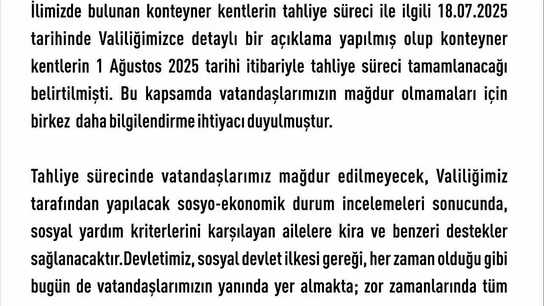 Konteyner kentler için yarın son gün