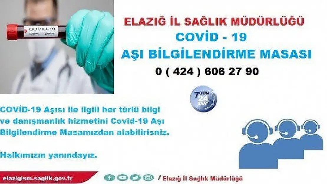 Elazığ İl Sağlık Müdürlüğü  COVİD-19 Aşı Bilgilendirme Masası Kurdu
