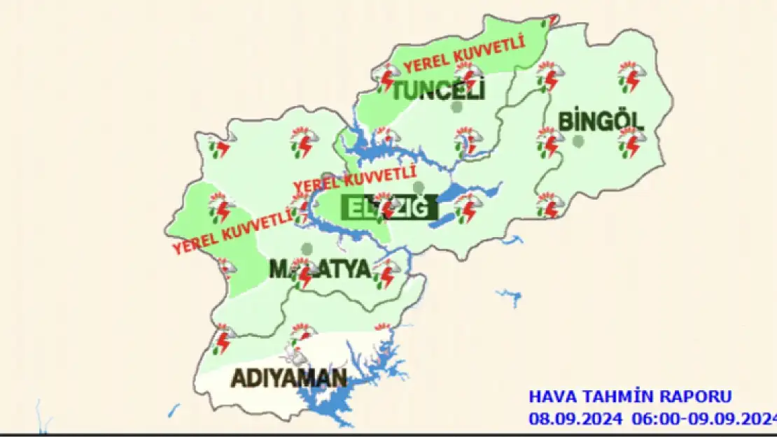 Meteorolojiden Elazığ için kuvvetli yağış uyarısı