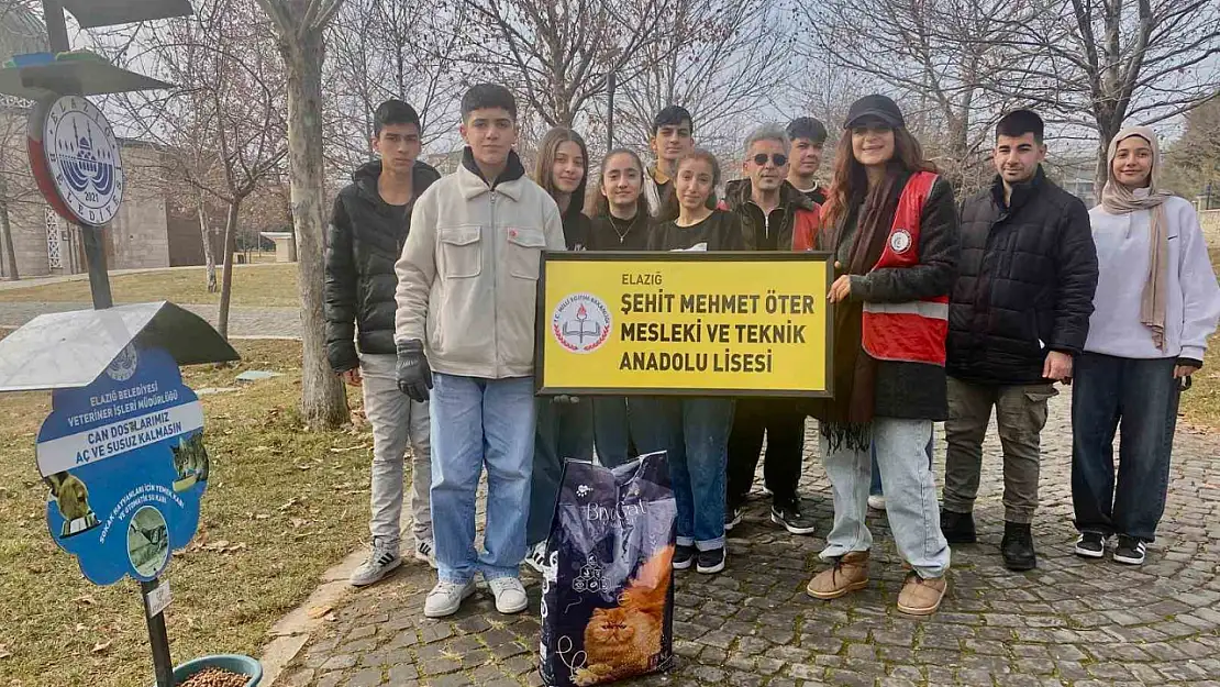 Öğrencilerden can dostlara su ve mama desteği