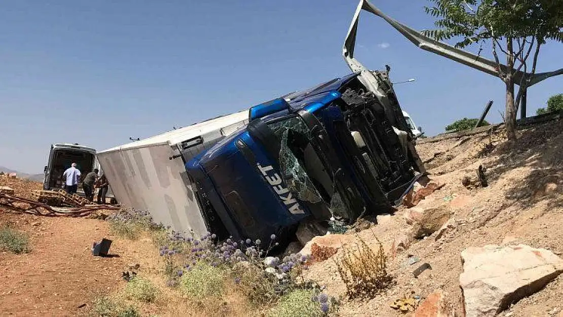 Tavuk yüklü tır şarampole devrildi: 1 yaralı