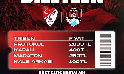 Elazığspor - Vanspor FK rövanş maçı biletleri satışta