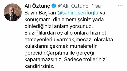 Öztunç'a 'Kulak Çekme' Tepkisi