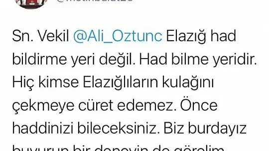 Öztunç'a 'Kulak Çekme' Tepkisi