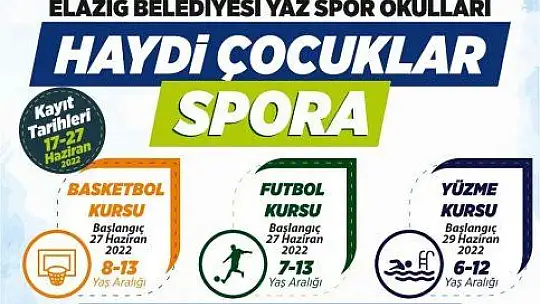 Elazığ Belediyesi yaz spor kursları başlıyor