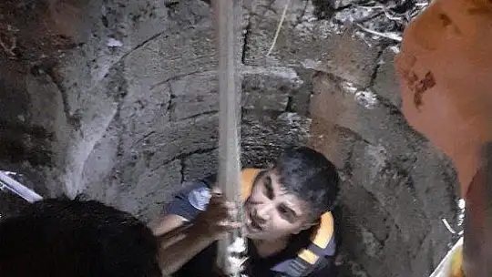Elazığ'da 20 metrelik kuyuya düşen koyun kurtarıldı