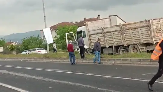 Elazığ'da kamyonun çarptığı trafik direği devrildi: 1 yaralı