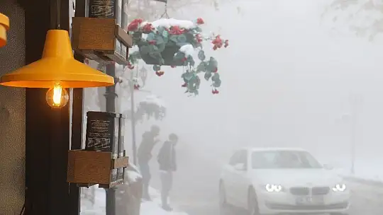 Elazığ'da kar ve sis altındaki tarihin eşsiz manzarası