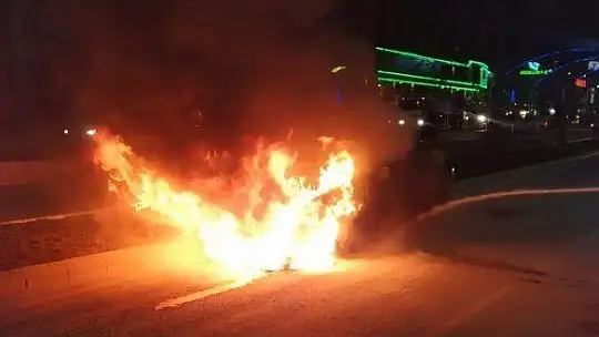 Elazığ'da seyir halindeki otomobil yandı