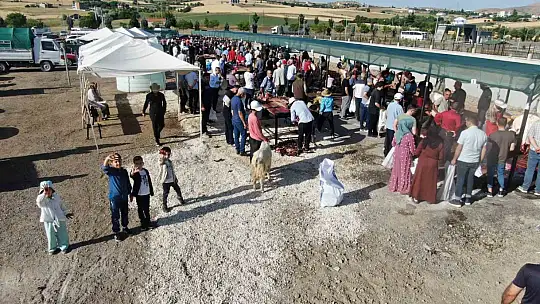 Elazığ'da vatandaşlar kurbanlarını kesti, yoğunluk havadan görüntülendi