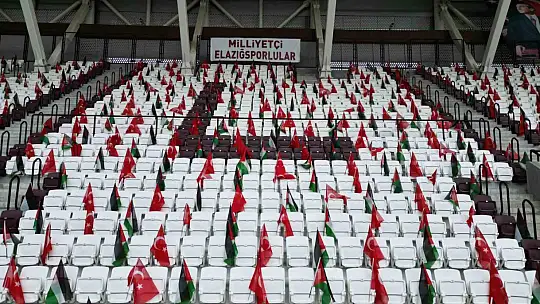 Elazığ'dan kardeşlik mesajı: Stadyum Türk ve Filistin bayraklarıyla donatıldı