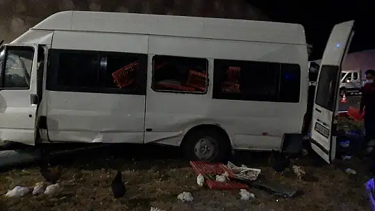 Hayvanları taşıyan minibüs refüje çıkıp aydınlatma direğini devirdi: 1'i ağır 2 yaralı
