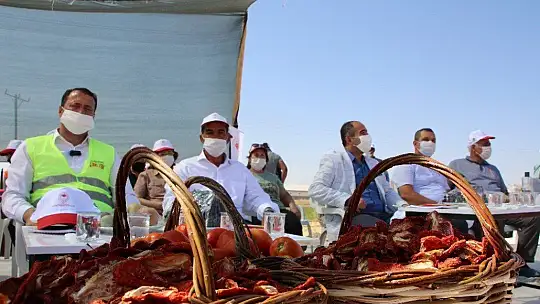 Kurutmalık domateslerle hem Elazığ haritası, hemde ay-yıldız oluşturuldu