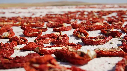 Kurutmalık domateslerle Türkiye haritası oluşturulup 'Türkiye Yüzyılı' yazıldı