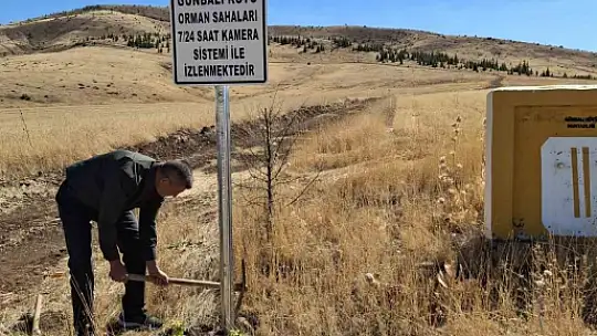 Muhtardan örnek davranış: Ormanlık alanı korumak için güvenlik kamerası kurdu