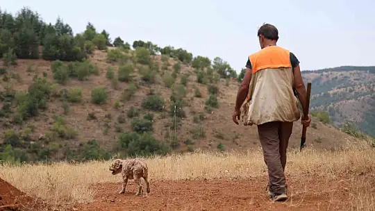 Şehir şehir gezerek köpeğiyle 'kara elmas' arıyor