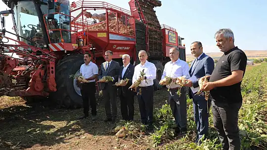 Vali pancar hasat makinesi ile hasat yaptı