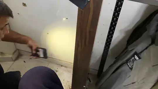 Yavru kedi mahsur kaldı, annesi kurtarılmasını bekledi