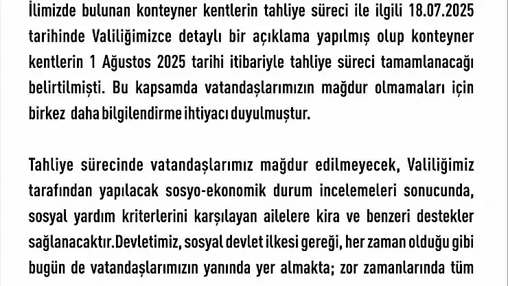 Konteyner kentler için yarın son gün