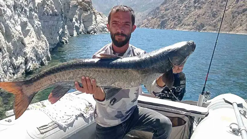 Elazığ'da amatör balıkçı, 11 kiloluk dev şabut yakaladı