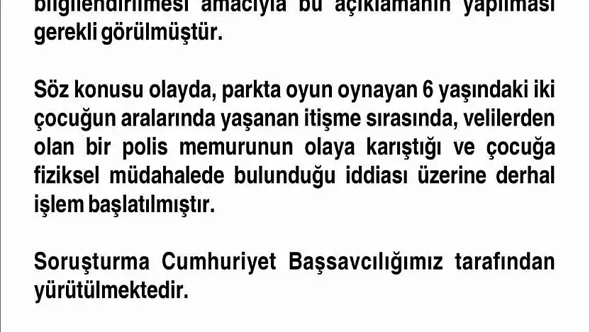 Oğluyla tartışan çocuğa fiziksel müdahalede bulunduğu iddia edilen polis görevinden uzaklaştırıldı